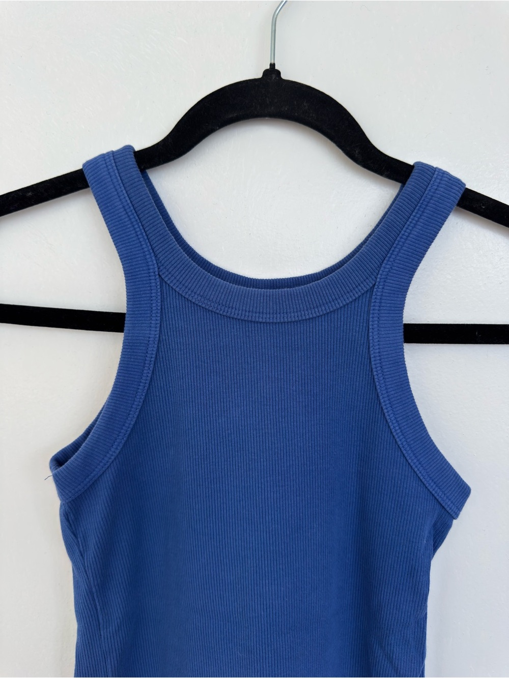 Blue Ribbed Racerback Tank Top - Picture 2 of 5